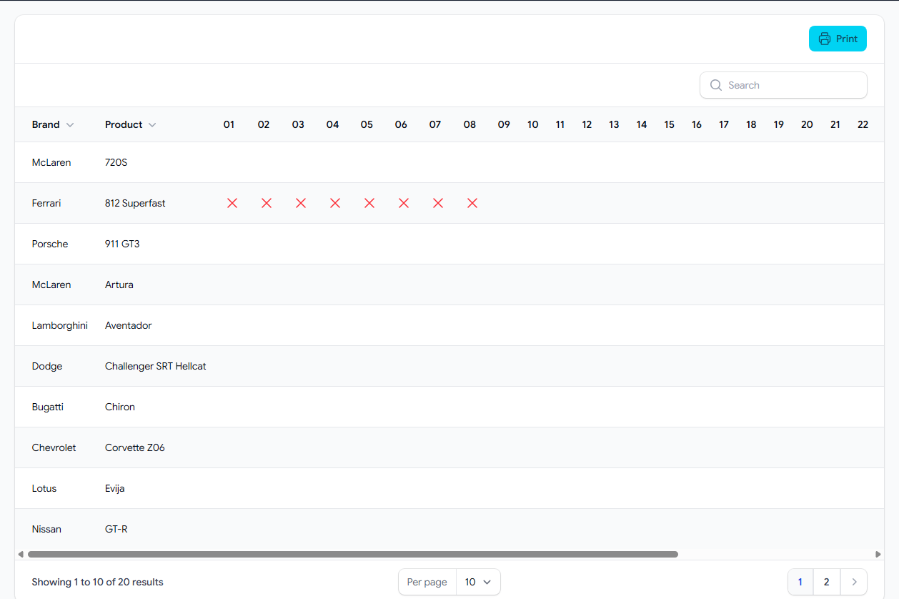 Product Availability Calendar